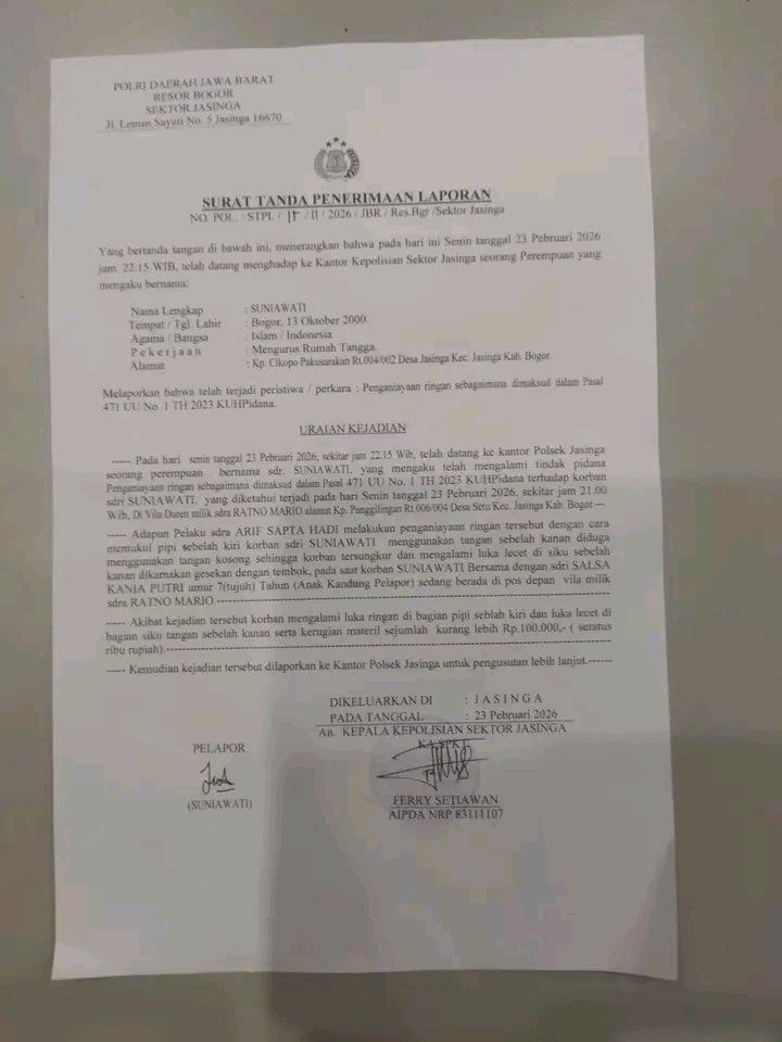 Polisi Terima Laporan Dugaan Penganiayaan terhadap Staf Redaksi Media Online di Jasinga