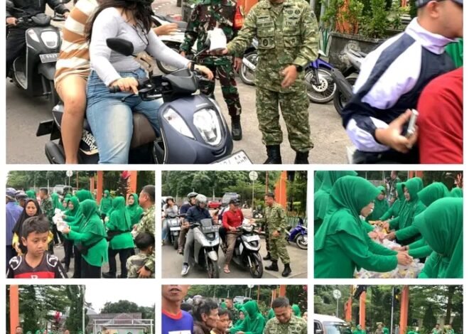 Dandim 0610/Sumedang dan Persit KCK Tebar Takjil di Bunderan Binokasih
