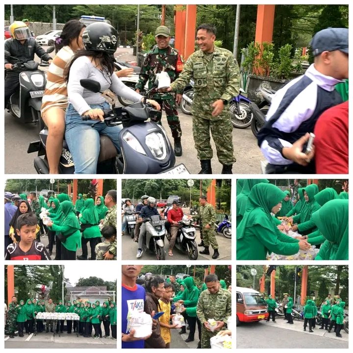 Dandim 0610/Sumedang dan Persit KCK Tebar Takjil di Bunderan Binokasih