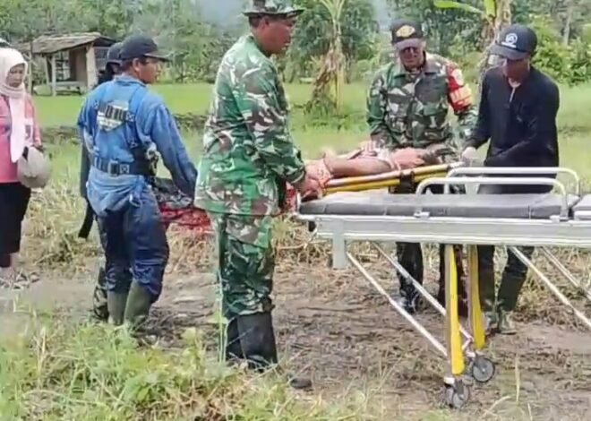 Bidan Desa dan Babinsa Evakuasi Warga Sakit di Wanajaya, Jembatan Perintis Garuda Tahap II Mendesak Dibangun