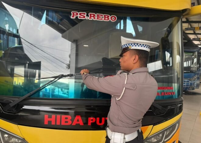 Operasi Keselamatan Lodaya 2026, Satlantas Polres Garut Gelar Ramp Check Bus di Terminal Guntur