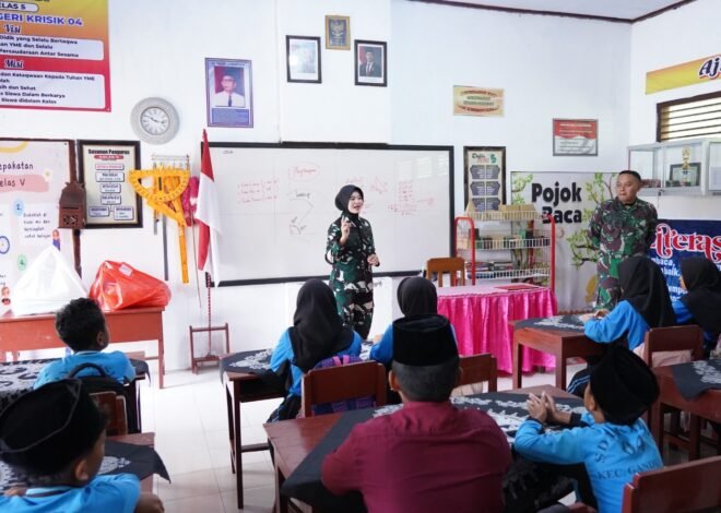 Sasar Program Non Fisik Satgas TMMD Berikan Wasbang Serta Tanamkan Kedisiplinan Di Sekolah Dasar