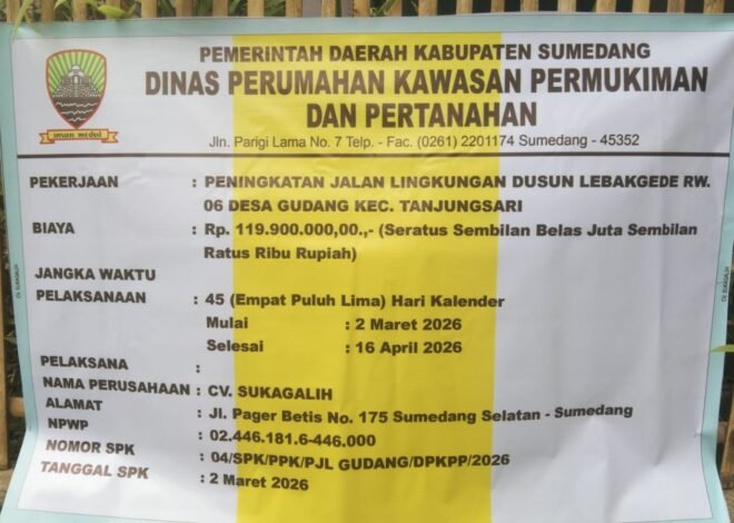 Infrastruktur Desa Terus Ditingkatkan, Dinas Perkim Sumedang Bangun Jalan Lingkungan di Dusun Lebakgede