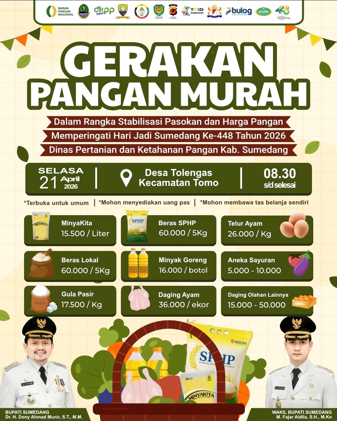 Jelang HJS ke-448, Pemkab Sumedang Hadirkan Pangan Murah di Tolengas