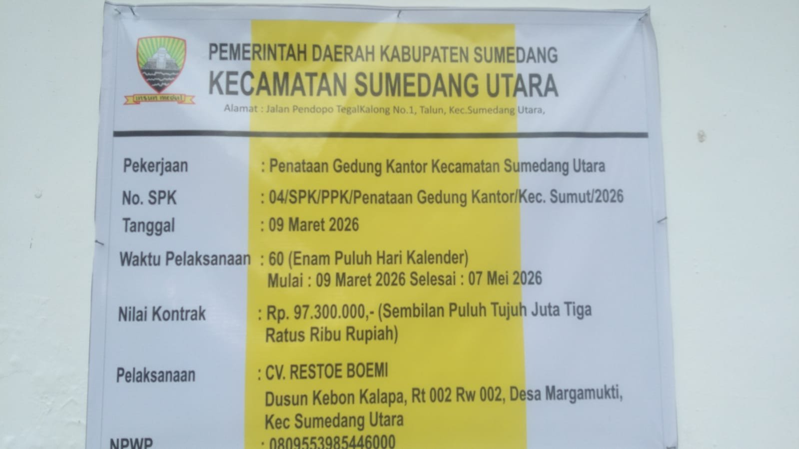 Penataan Gedung Kantor Kecamatan Sumedang Utara Dimulai, Ketua Pelaksana Andri Pastikan Pekerjaan Tepat Waktu
