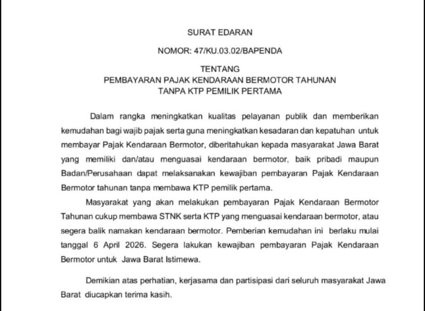 Resmi! Tak Perlu Lagi KTP Pemilik Pertama, Pemprop Jabar Buka Jalan Rakyat Bayar Pajak Tanpa Ribet
