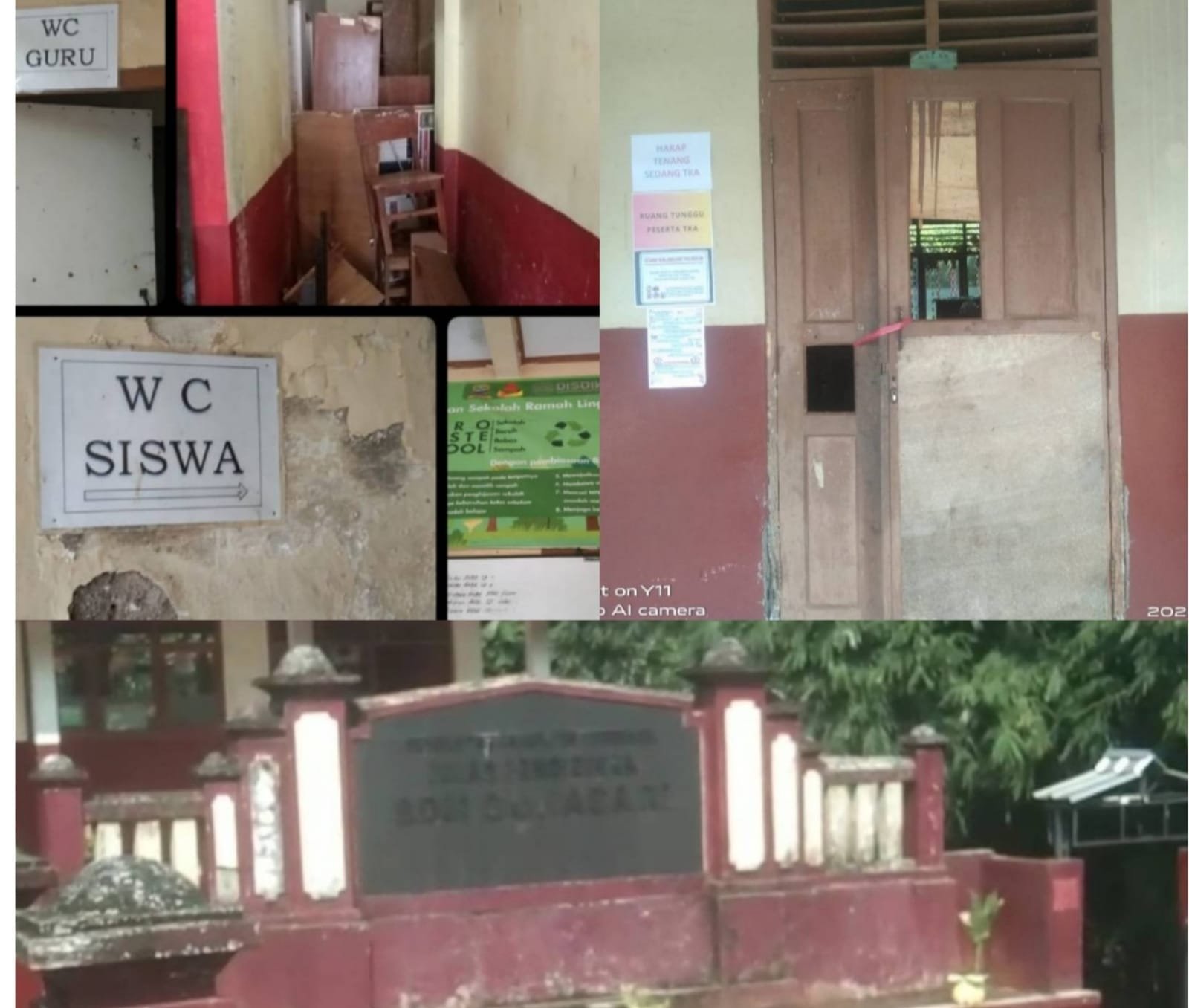 Dibalik Spanduk Bertuliskan “Zero Waste School” dan “Toilet Sehat & Bersih” Terdapat Beberapa WC Siswa Tak Berpungsi. Miris Bagian Atap Bangunan Menjadi Santapan Rayap.