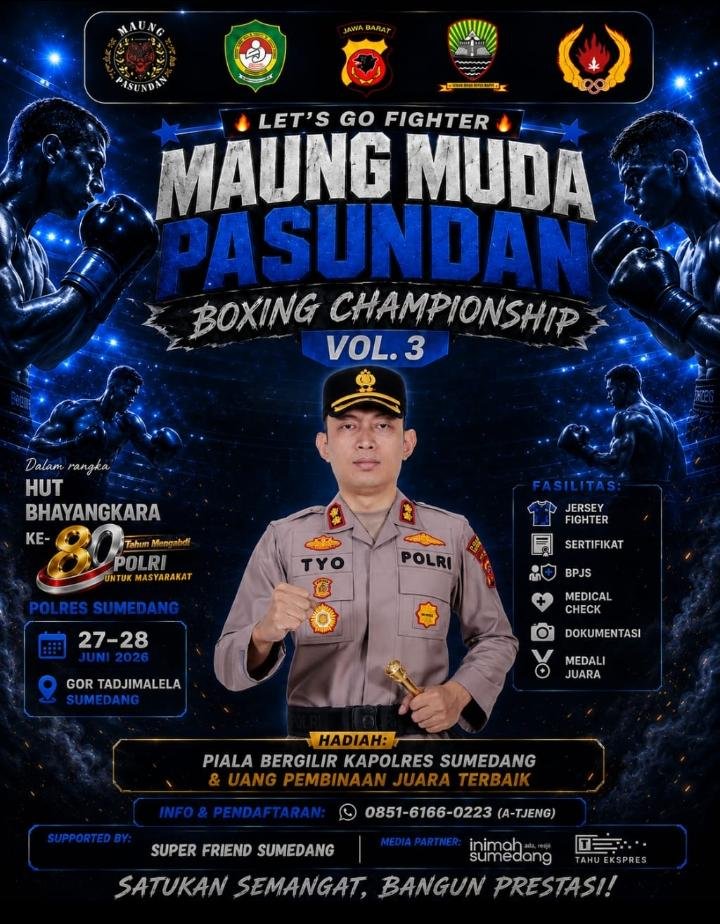 Maung Muda Pasundan Boxing Championship Vol. 3 Siap Digelar, Kapolres Sumedang AKBP Sandityo Mahardika Dukung Lahirnya Atlet Berprestasi