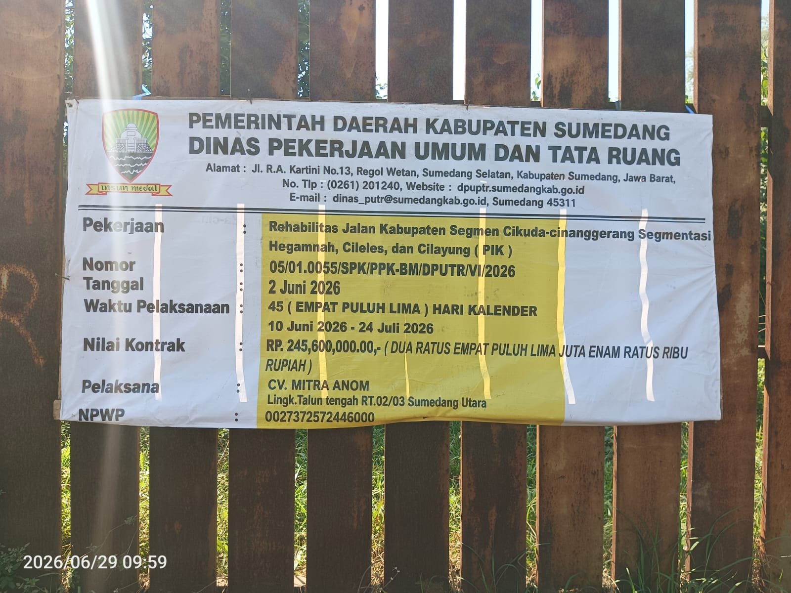 Baru Empat Hari Berjalan, Proyek Rehabilitasi Jalan Cikuda–Cinanggerang Disambut Antusias Warga