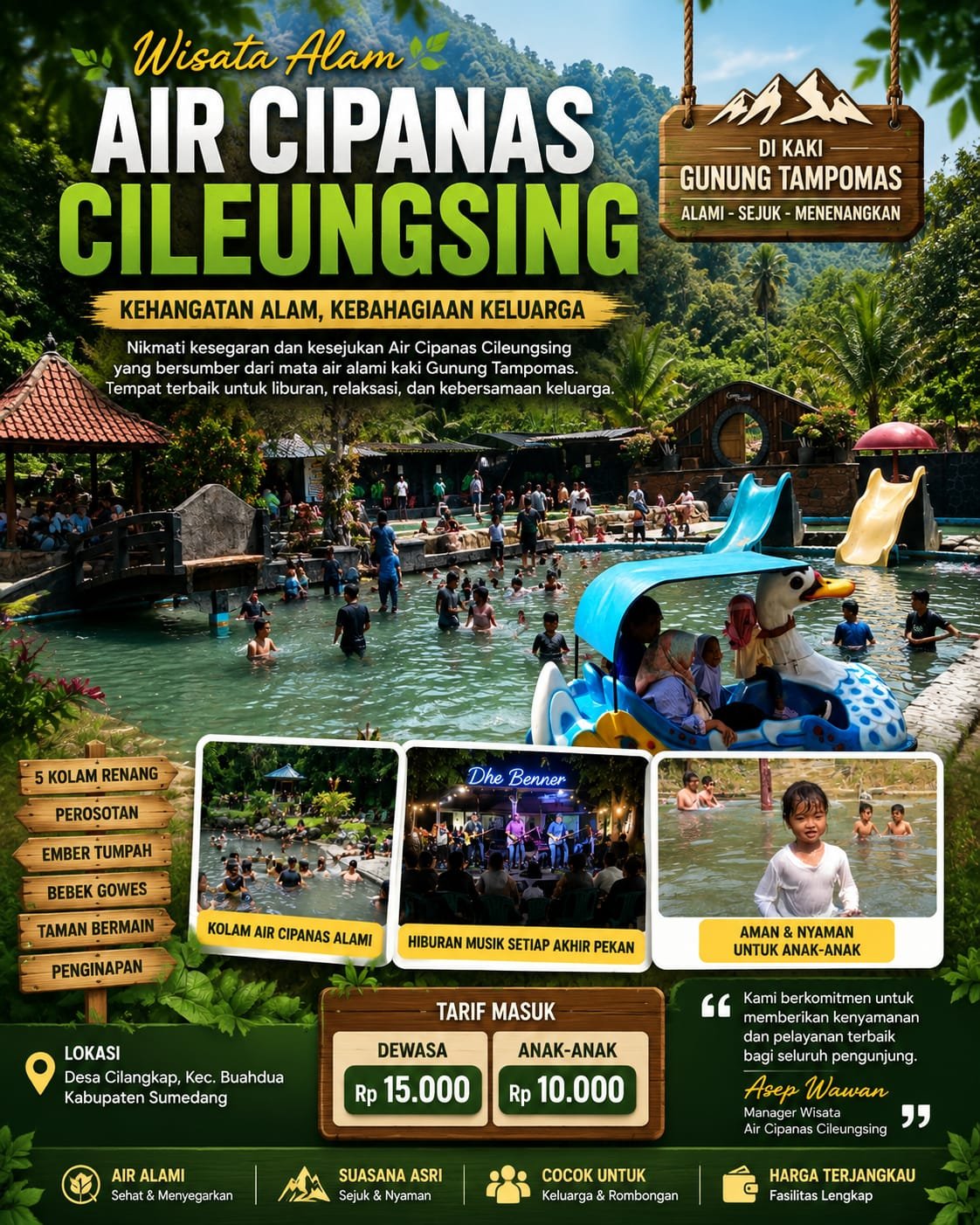 Hangatnya Kebersamaan di Wisata Air Cipanas Cileungsing, Destinasi Keluarga Favorit di Kaki Gunung Tampomas