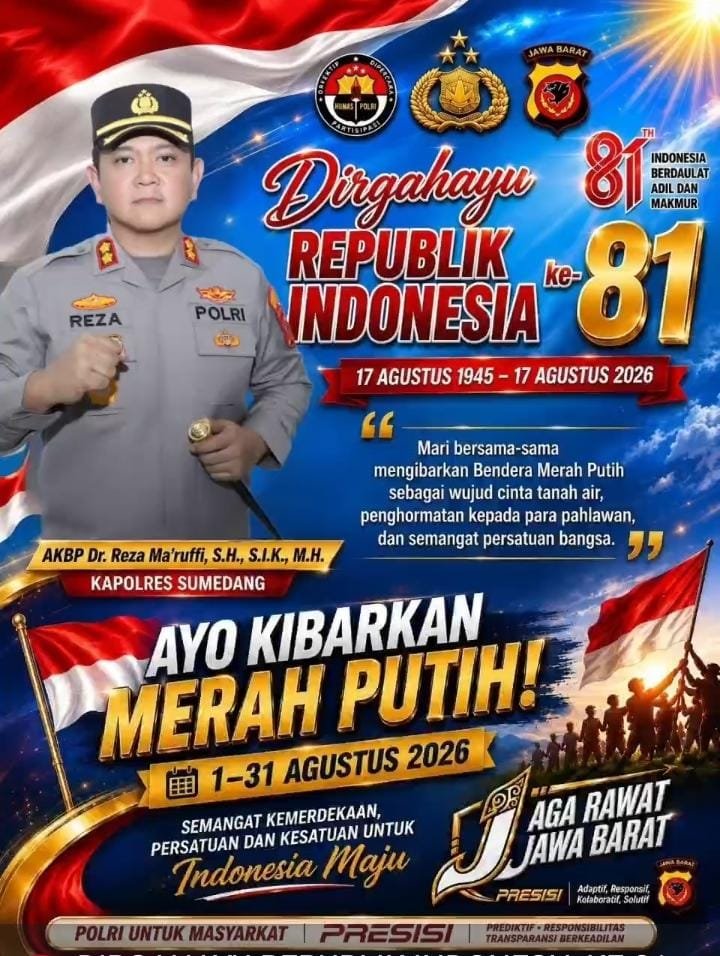 Sang Saka Harus Berkibar! Kapolres Sumedang Serukan Gerakan Kibarkan Merah Putih Sebagai Wujud Cinta Tanah Air dan Penghormatan kepada Pahlawan